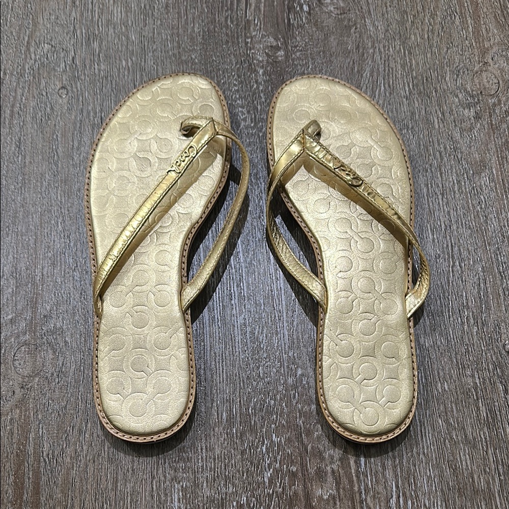 Coach Gold Women's Flip Flops